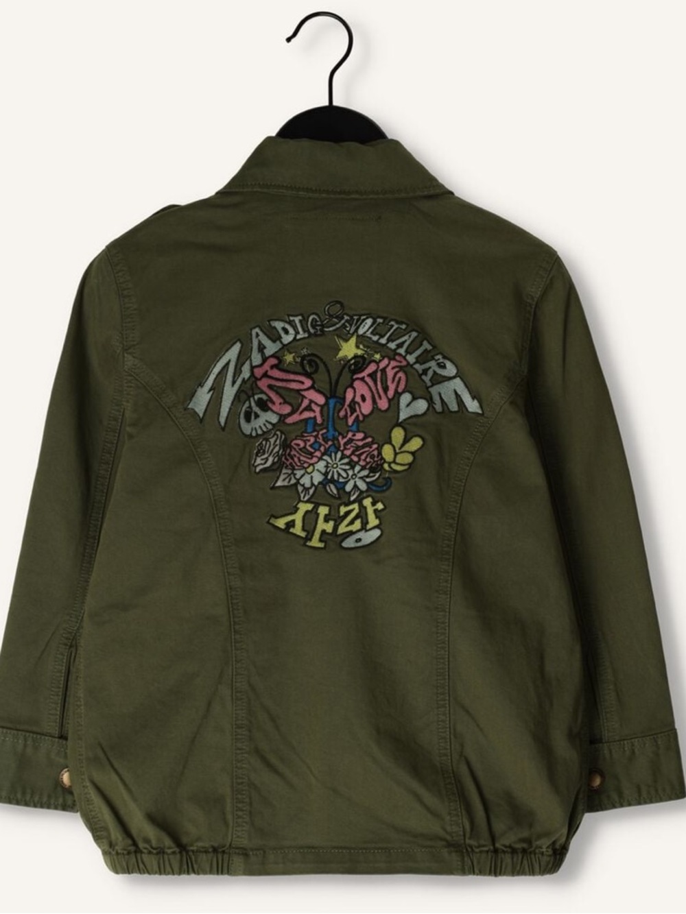 🚩 Zadig & Voltaire Army Green Kid Girl Mill Coat with Patch Size 6X - Picture 3 of 8